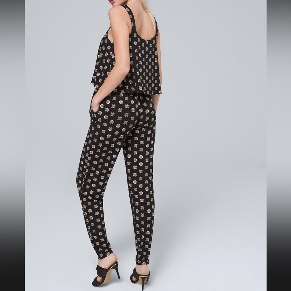 NWOT🌛 WHBM Matte Jersey Metallic Print Jumpsuit Size SP - Picture 2 of 6